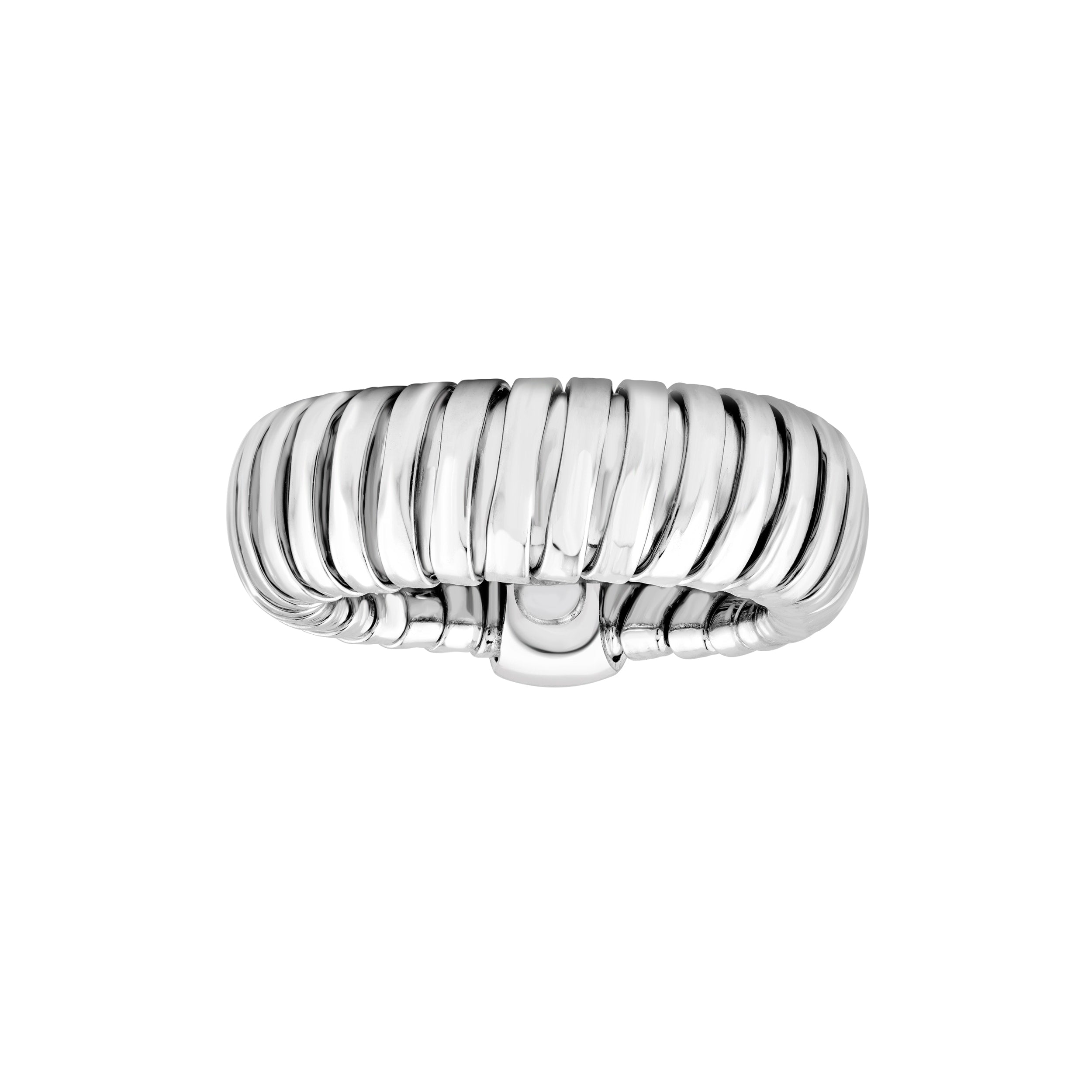 Curata Sterling Silver Italian 8Mm Ripple Dome Tubogas Ring