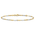 Curata Womens 14K Two Tone Gold Polished Stamping Anklet 10 Inch