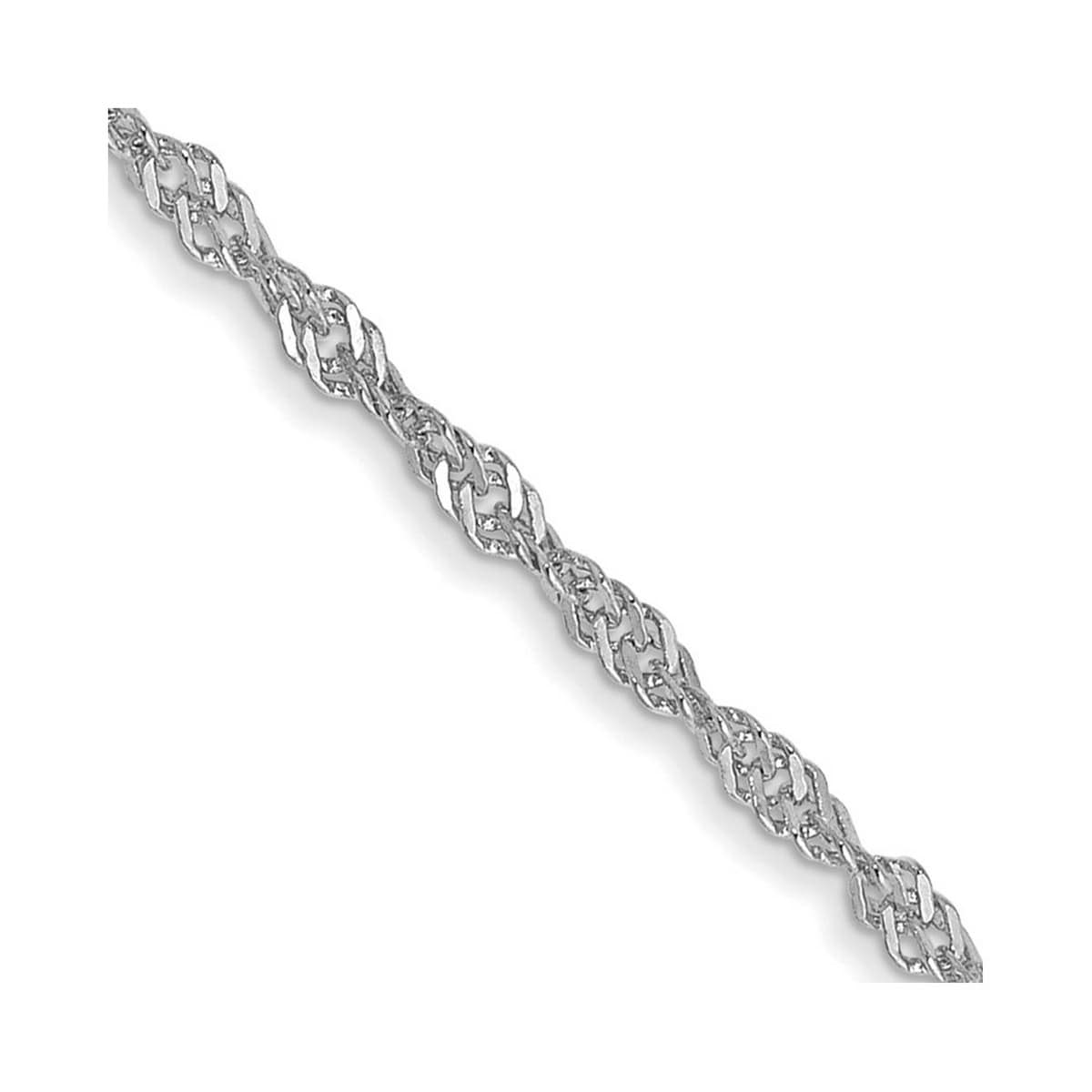 Curata Womens 14K White Gold 1.4Mm Solid Singapore Chain Anklet 9 Inch Spring Ring