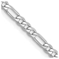 Curata Womens 14K White Gold 3.0Mm Flat Figaro Chain Anklet 10 Inch