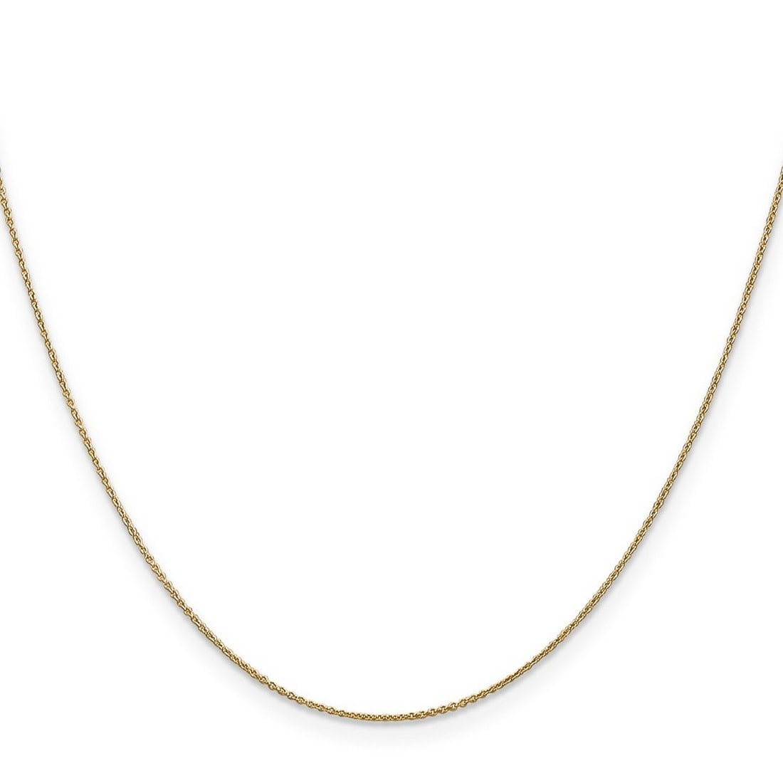 Curata Womens 14K Yellow Gold .6Mm Solid Polished Cable Chain Anklet 9 Inch Spring Ring
