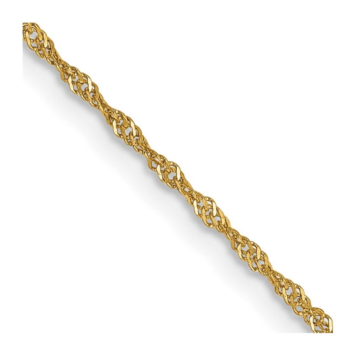 Curata Womens 14K Yellow Gold 1.10Mm Singapore Chain Anklet 9 Inch Spring Ring