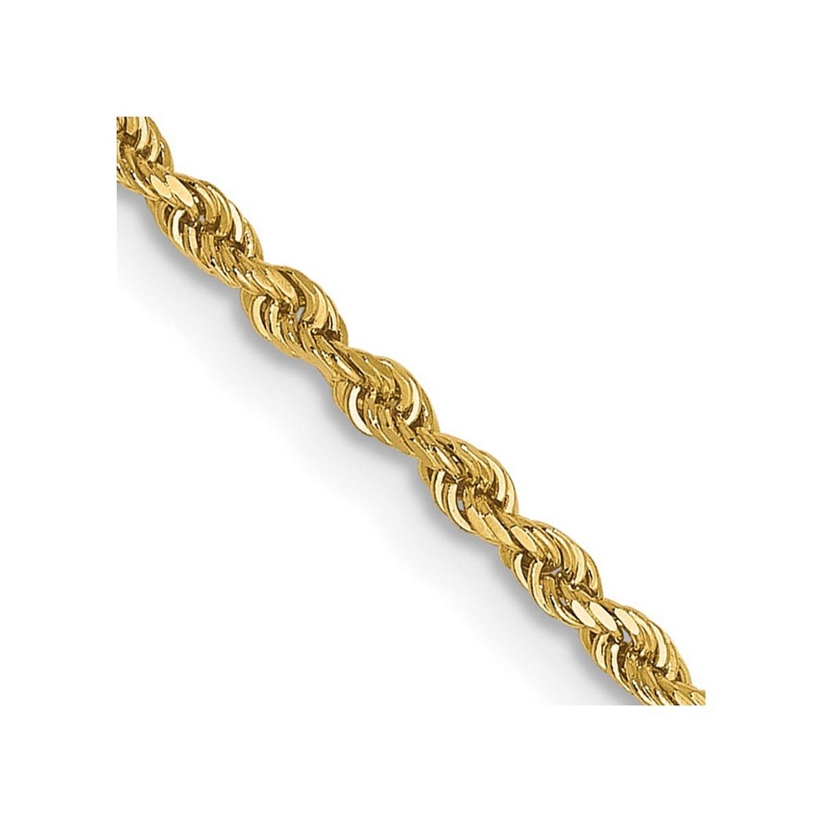 Curata Womens 14K Yellow Gold 1.5Mm Diamond Cut Rope Chain Anklet 10 Inch