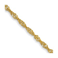 Curata Womens 14K Yellow Gold 1.6Mm Singapore Chain Anklet 10 Inch O Ring Closure