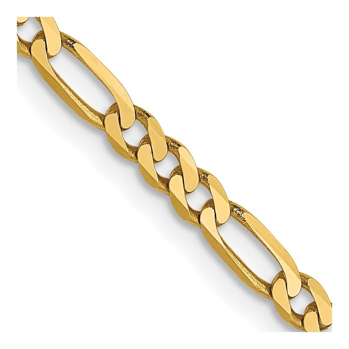 Curata Womens 14K Yellow Gold 2.75Mm Flat Figaro Anklet 10 Inch