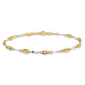 Curata Womens Italian 14K Two Tone Gold Polished Fancy Link Anklet 10 Inch