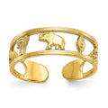 Curata Womens Adjustable Solid 10K Yellow Gold Luck Toe Ring