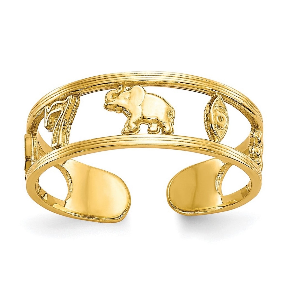 Curata Womens Adjustable Solid 10K Yellow Gold Luck Toe Ring