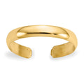 Curata Womens Adjustable Solid 14K Yellow Gold High Polished Toe Ring