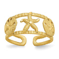 Curata Womens Adjustable Solid 14K Yellow Gold Starfish Toe Ring