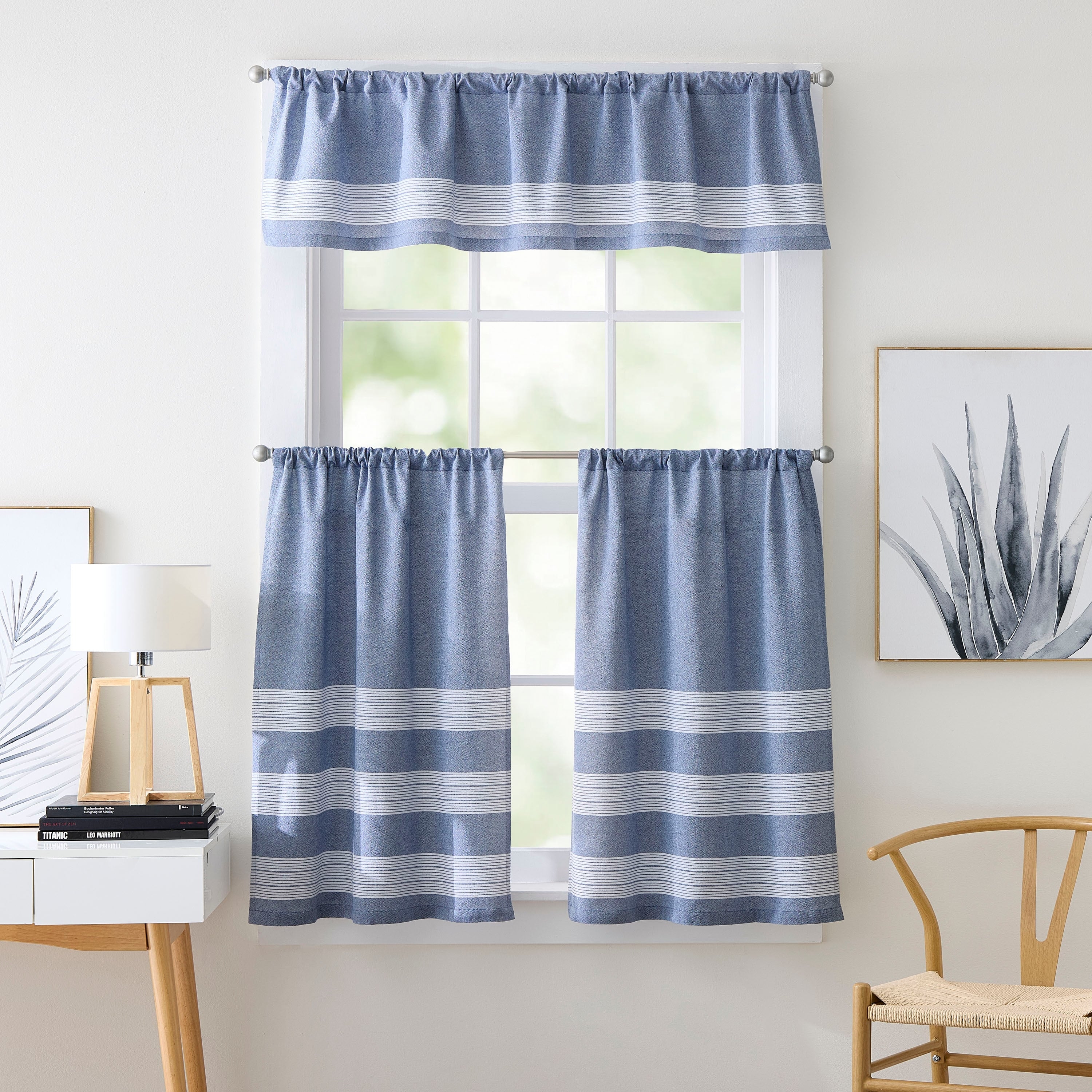 Curtainworks Denim Yarn Dye Valance Or Tier Pair Curtain Collection