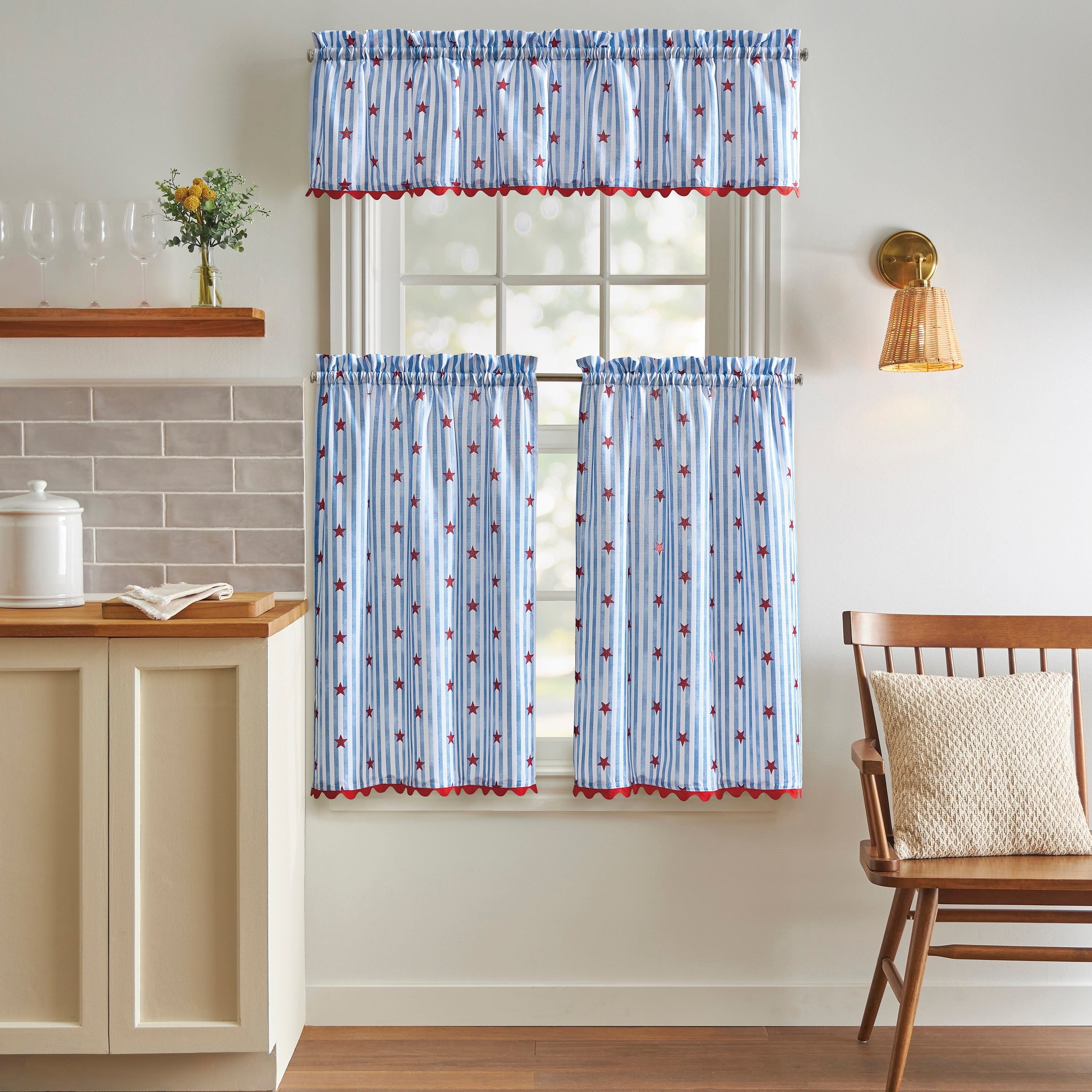 Curtainworks Stars And Stripes 3 Piece Valance Tier Set