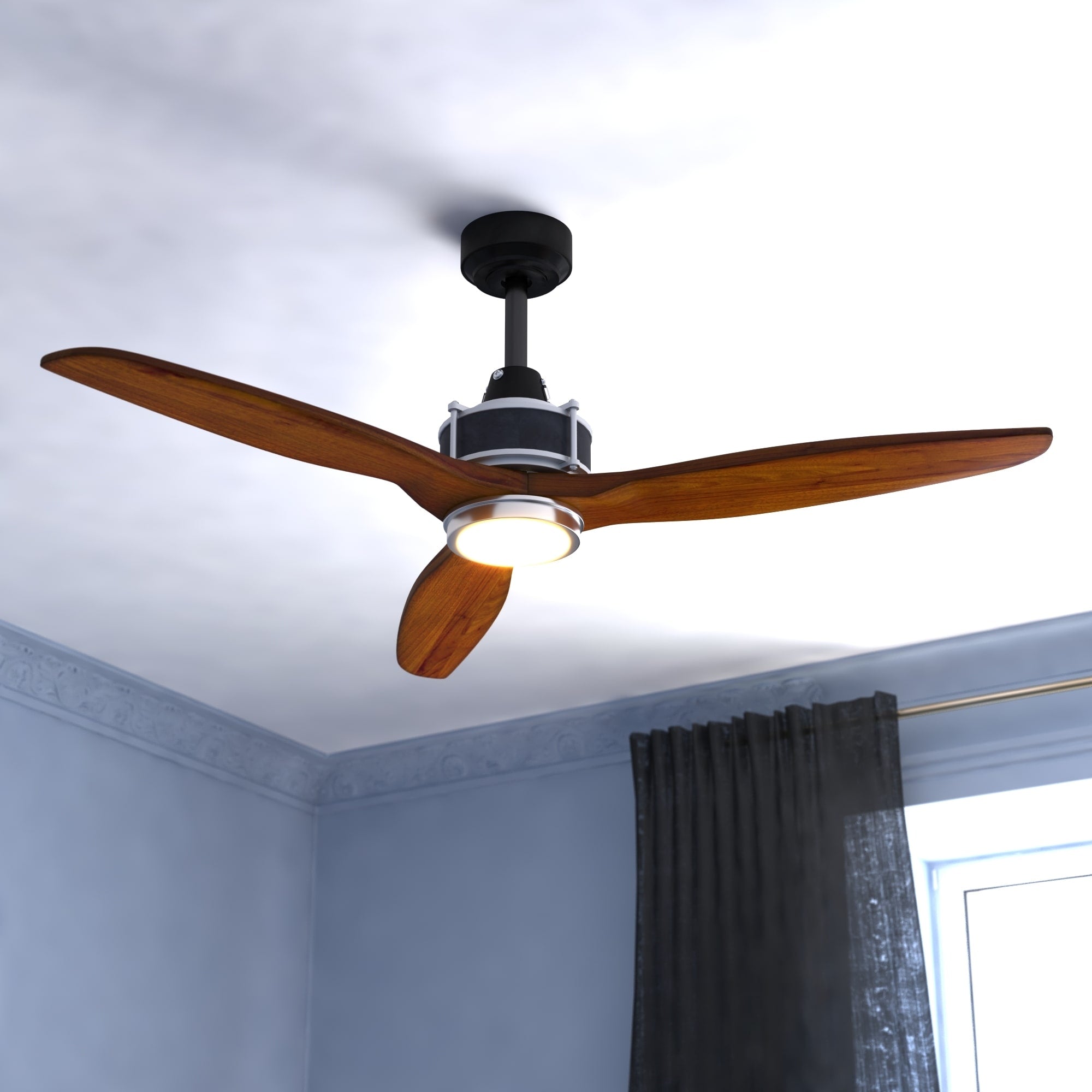 Vaxcel Curtiss 52 Ceiling Fan Matte Black And Brushed Silver