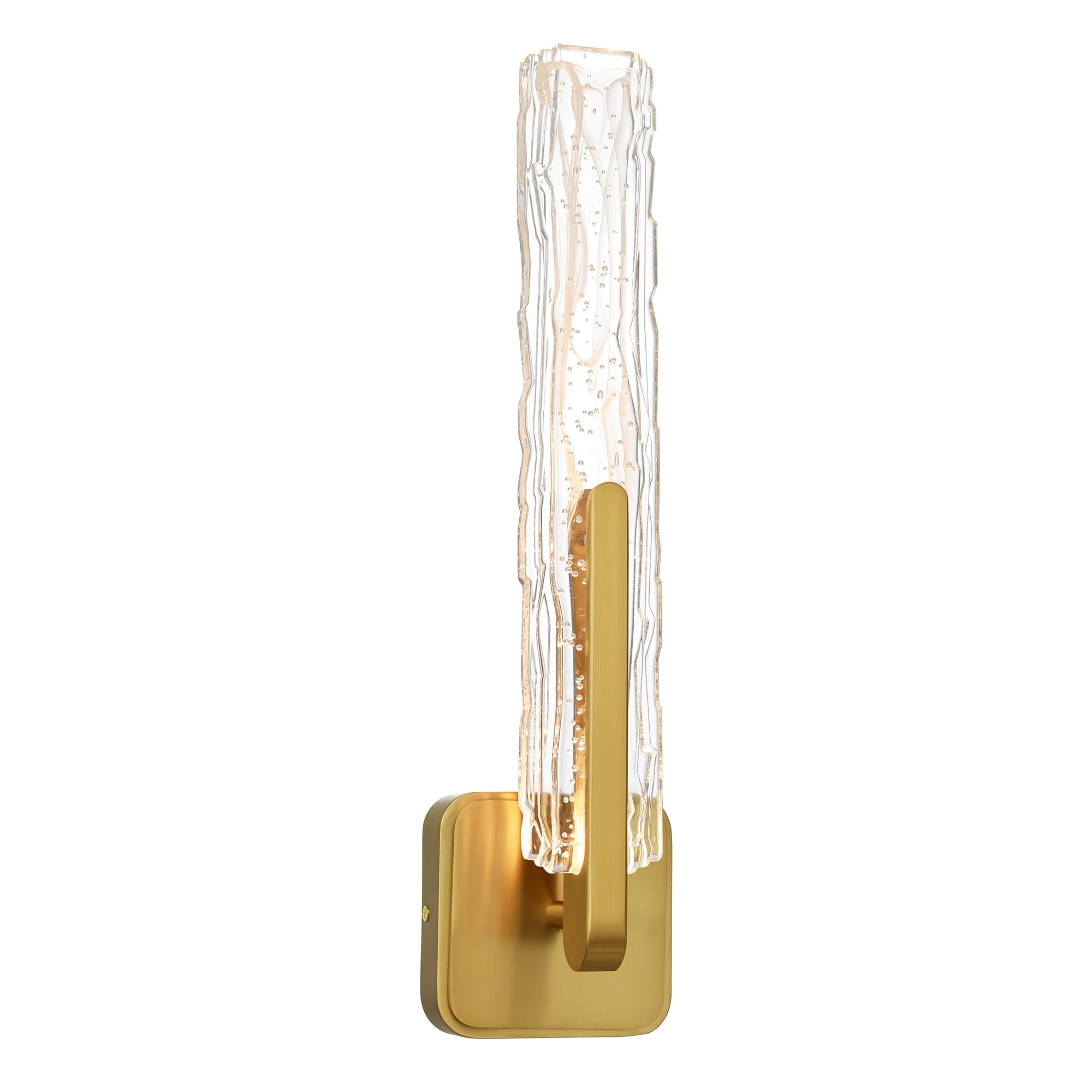 Curva Integrated Led 19In Brass Wall Light With Handcrafted Glass
