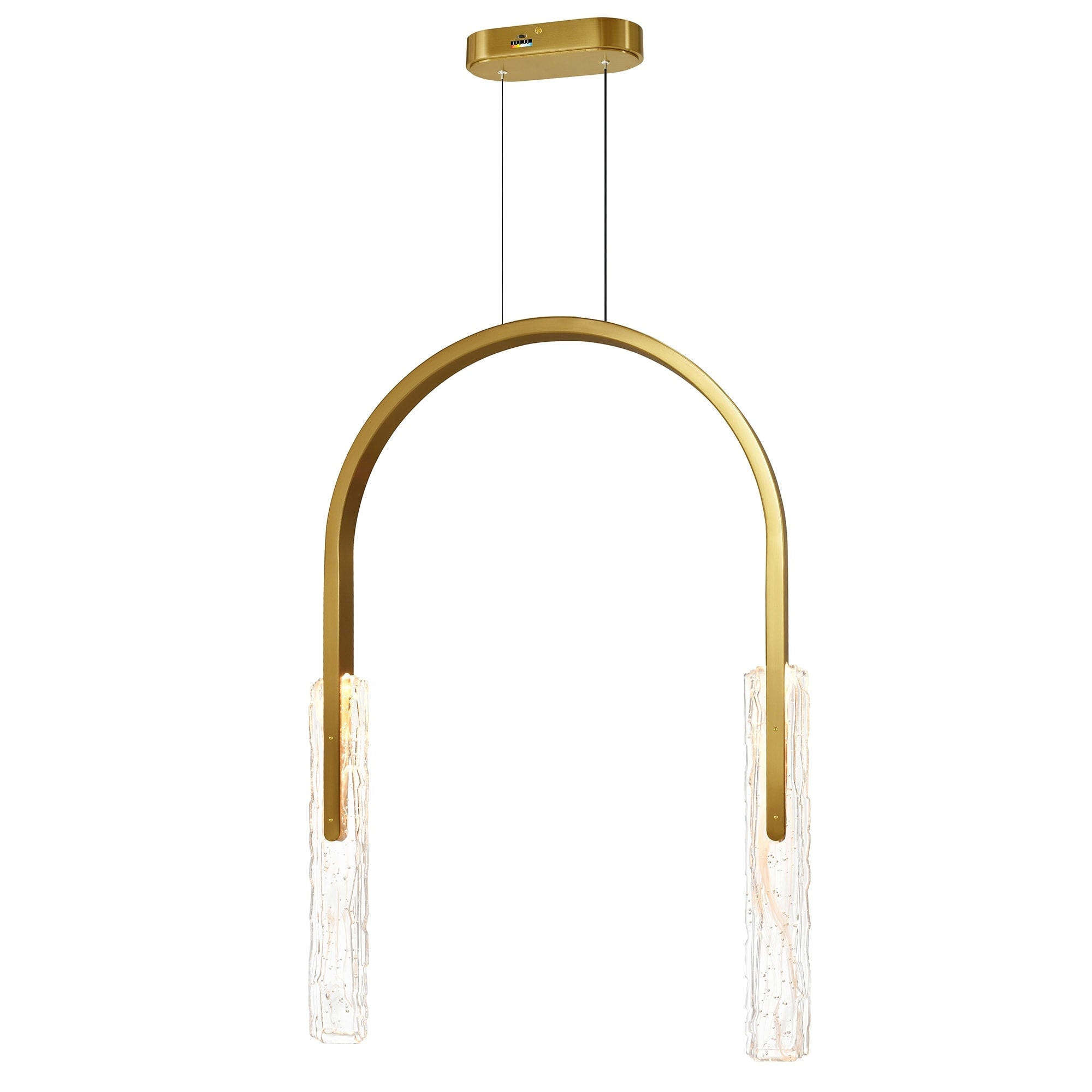 Curva Integrated Led 22In Brass Chandelier With Handcrafted Glass
