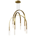 Curva Integrated Led 38In Brass Chandelier With Handcrafted Glass