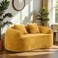 Curved 2 Seater Compressed Sofa Loveseat Chenille Upholstered Couch With Armrests And Pillows No Assembly