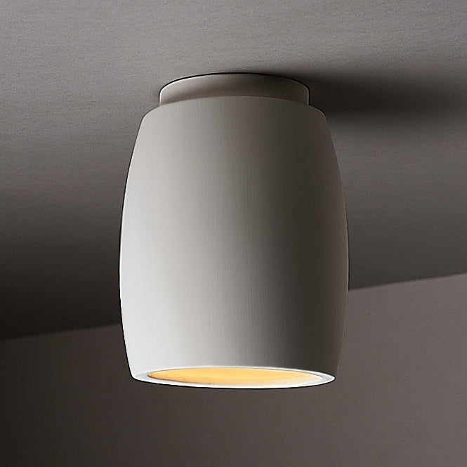 Curved Ceramic Outdoor 1 Light Flush Mount White