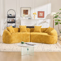 Curved Compressed Sofa Nordic Style Chenille Upholstered 4 Seat Couch With Medium Soft Comfort For Living Room
