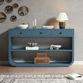 Curved Console Table With 3 Soft Close Drawers And 2 Open Shelves Solid Wood Base For Living Room Hallway