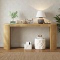 Curved Console Table With Vertical Stripe Design Modern Entryway Table For Living Room Study