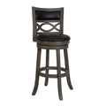 Curved Lattice Back Swivel Barstool With Leatherette Seat Gray And Black