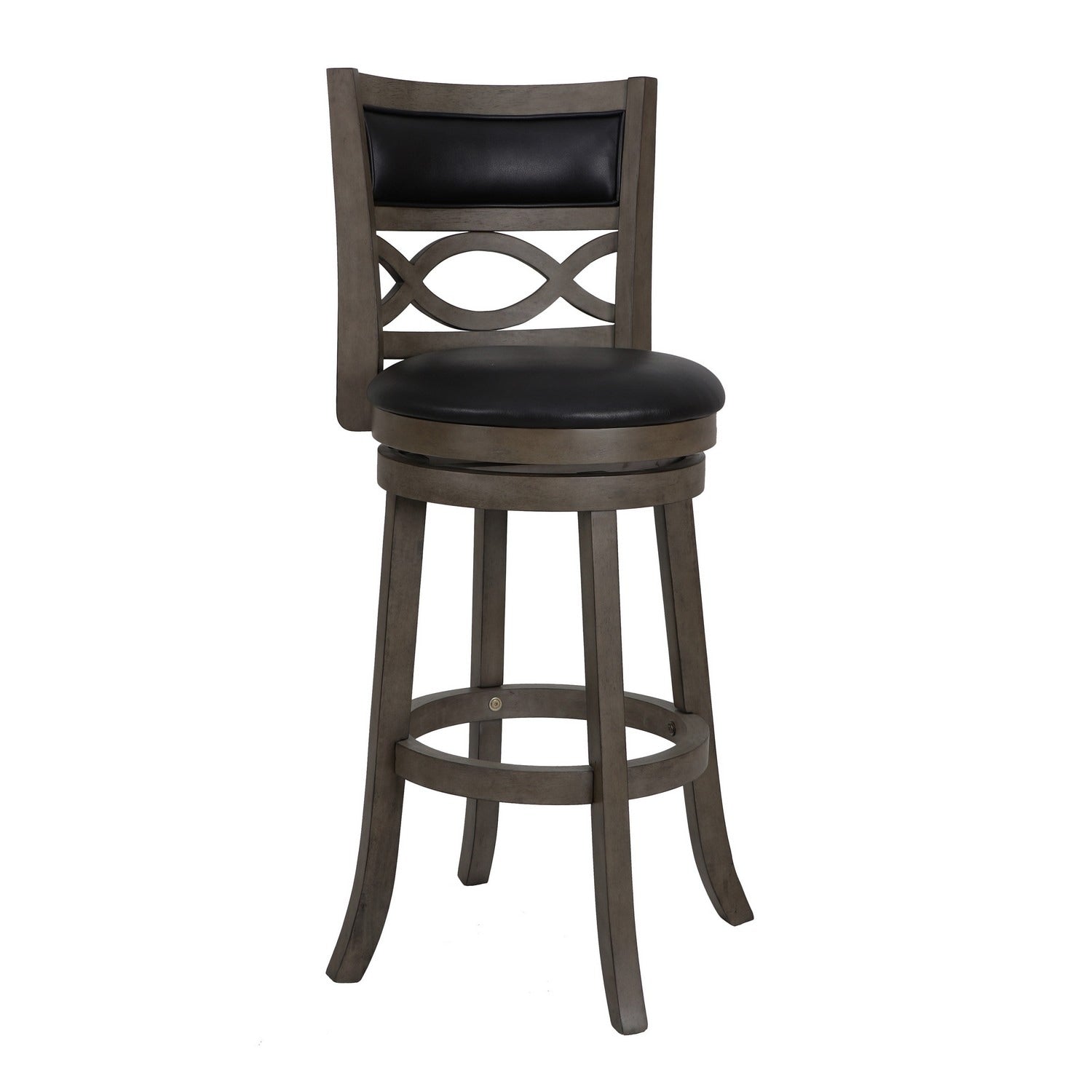 Curved Lattice Back Swivel Barstool With Leatherette Seat Gray And Black