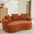 Curved Loveseat 2 Seater Sofa Couch Minimalist Orange Sleeper Sofa Couch With Pillows For Living Room