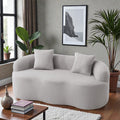 Curved Loveseat Sofa With Round Armrests Compression Couch With 2 Pillows Cream No Assembly Sofa