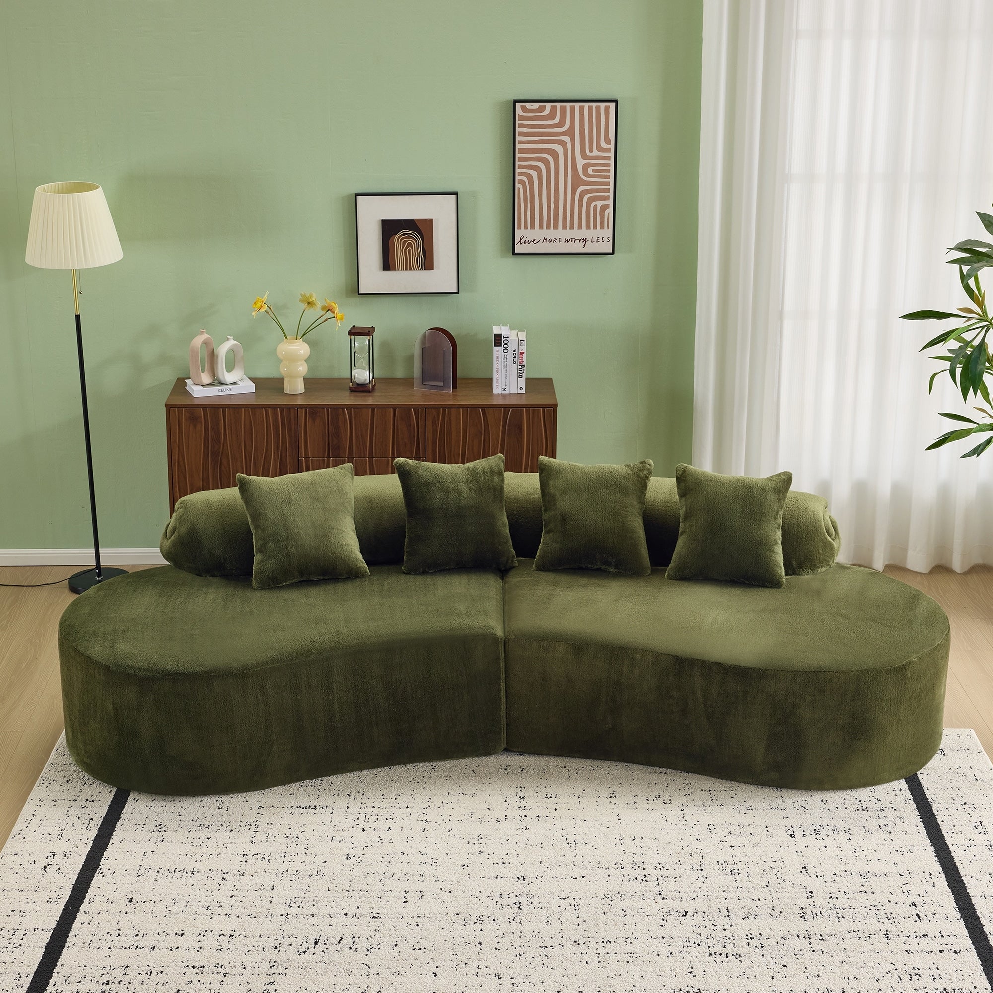 Curved Sectional Sofa Modular Cloud Couch 4 Seat Upholstered Sofa For Living Room Apartment