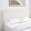 Curved Stitched Tufted Queen Ivory Boucle Storage Bed