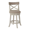Curved X Shaped Back Swivel Counter Stool With Fabric Padded Seating White