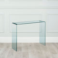 Curvo Clear Tempered Glass Waterfall Console Sofa Table