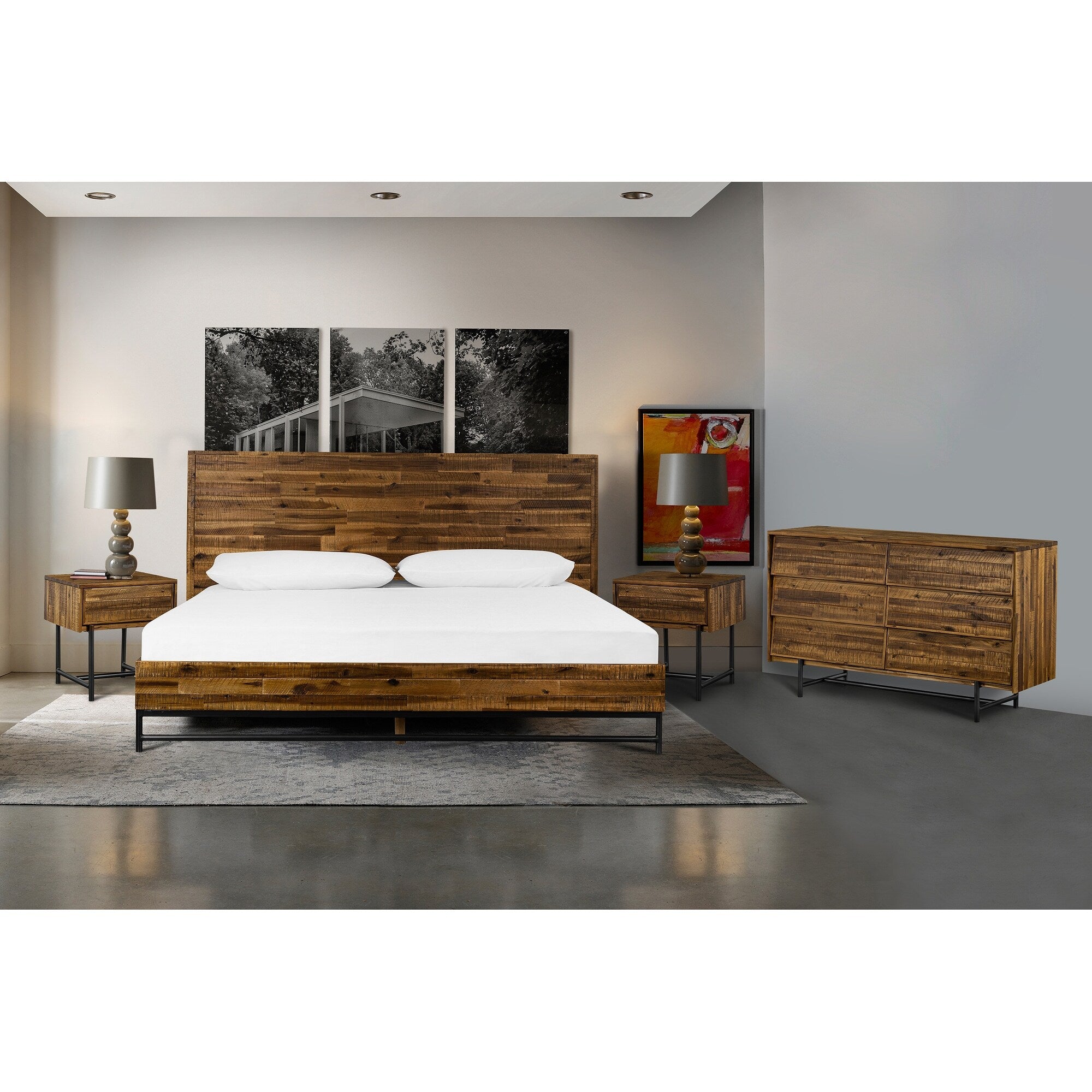 Cusco 4 Piece Acacia Queen Bedroom Set With Dresser And Nightstands