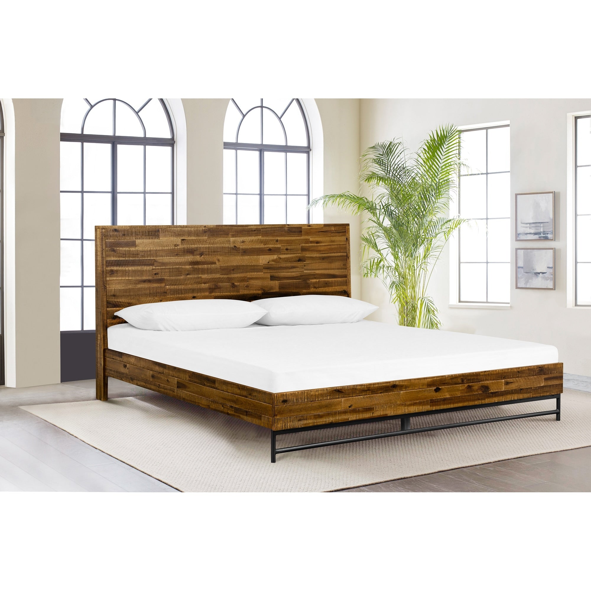 Cusco Rustic Acacia Platform Queen Bed