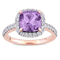 Miadora 10K Rose Gold Cushion Cut Amethyst And White Topaz Halo Cocktail Ring