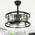 Cusp Barn 20 Black Crystal Caged Ceiling Fan With Light And Remote Modern 8 Blade Fandelier Dc Motor Reversible Ceiling Fan