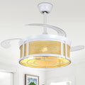 Cusp Barn 42 Retractable Ceiling Fan With Lights And Remote Boho Rattan Fandelier Farmhouse Caged Chandelier Ceiling Fan