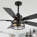 Cusp Barn 52 60 72 Inch Farmhouse Caged Ceiling Fan With Lights And Remote Industiral 6 Speeds Chandelier Ceiling Fan