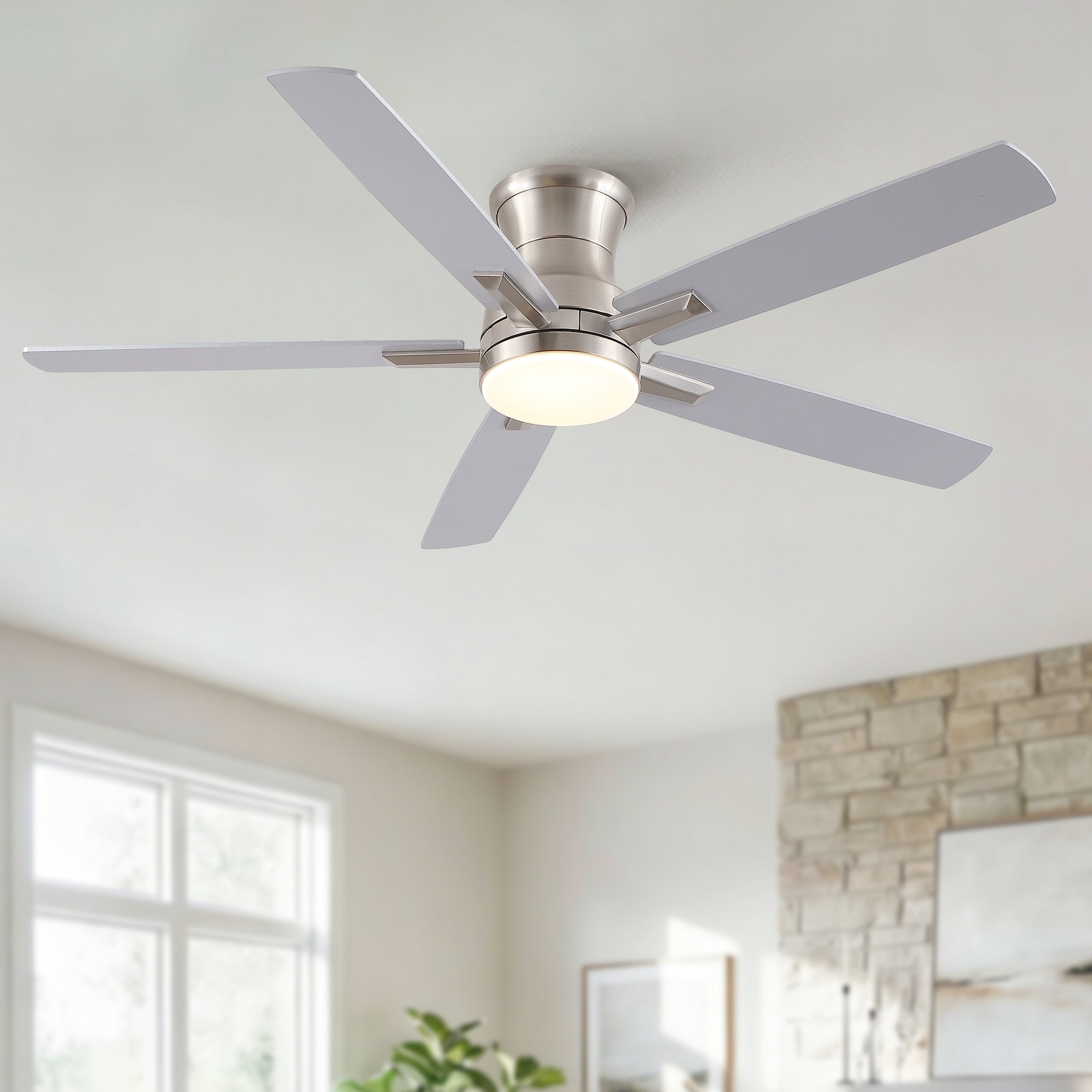 Cusp Barn 52 Mordern Flush Mount Low Profile Ceiling Fan With Light And Remote Reversible Dc Motor Ceiling Fan For Living Room