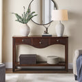Cusp Barn 52 Fluted Wood Console Table With 3 Drawers Rectangular Sofa Table Retro Entryway Table With Scalloped Edge