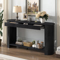 Cusp Barn 59.8 Modern Oak Veneer Console Table With 3 Drawers Farmhouse Entryway Table With Shelf Sofa Table For Living Room