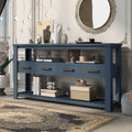 Cusp Barn 61 Large Console Table With 4 Drawers Entryway Table With 3 Tier Open Shelves Versatile Sofa Table For Living Room