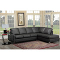 Cy Dark Grey Top Grain Italian Leather Tufted Sectional Sofa