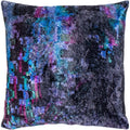 Cyber Black Emerald Crushed Velvet Feather Down Throw Pillow 18 X 18