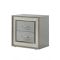 Cyl Nightstand With 2 Drawers Scale Molding Trim Metallic Gray Wood