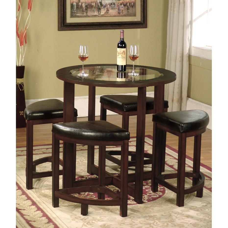 Copper Grove Sonfjallet Solid Wood Round Dining Set In Dark Brown With Glass Top