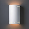 Porch Den Foundry Bisque Perferated Ceramic Closed Top Cylindrical 2 Light Sconce