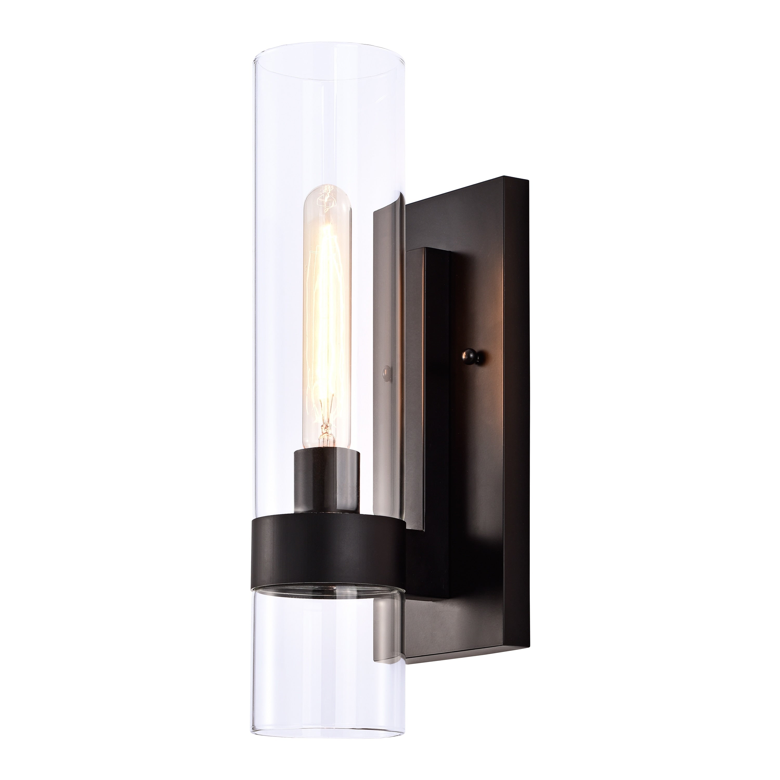 Antique Brass Finish Wall Sconce With Clear Glass Tube
