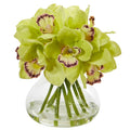 Cymbidium Orchid Artificial Arrangement In Glass Vase